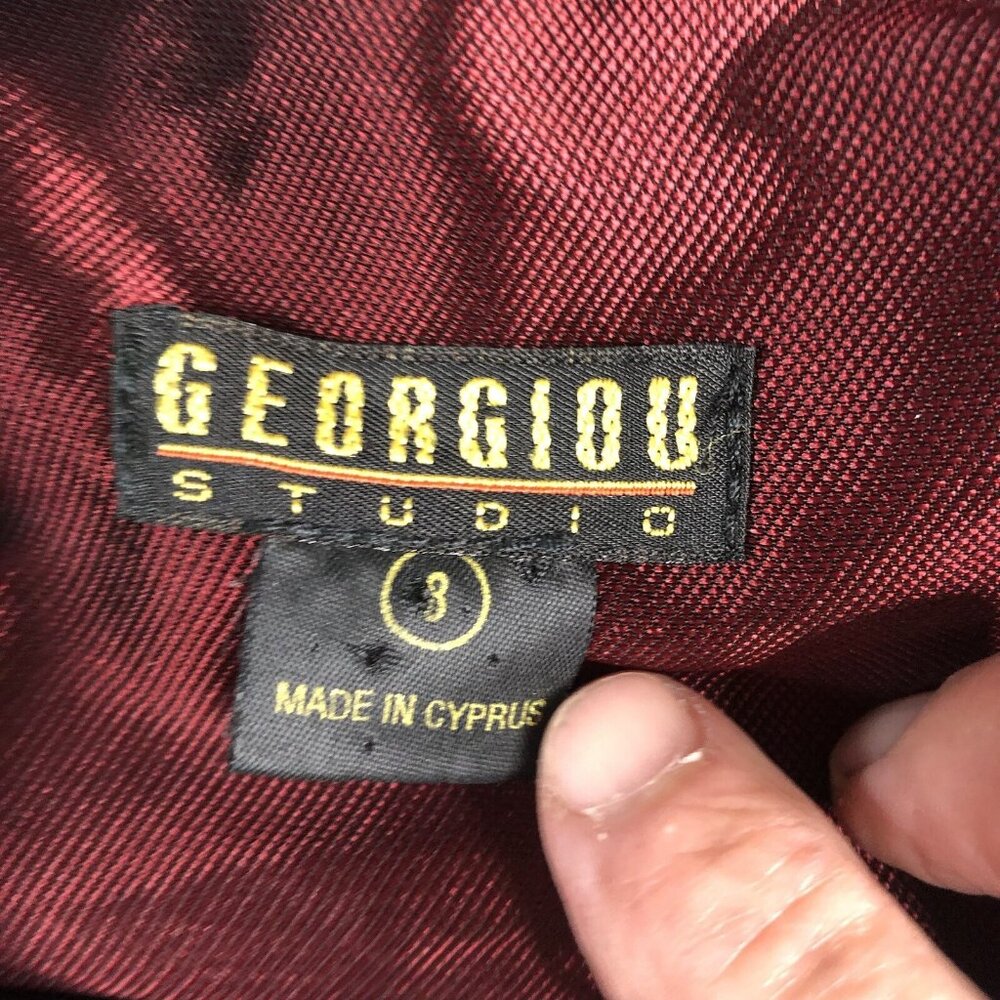 Gerogiou Studio 1 Jacket Womens Large Burgundy Irredescent Event Occasion Italy - Picture 9 of 16